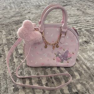 Pink Butterfly Embroidered Handbag
